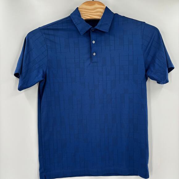 Tiger Woods Collection Nike Dri Fit Medium Blue Short Sleeve Patterned Golf Polo - Picture 4 of 5